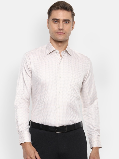 

Luxure by Louis Philippe Men Cream-Coloured Regular Fit Checked Cotton Formal Shirt