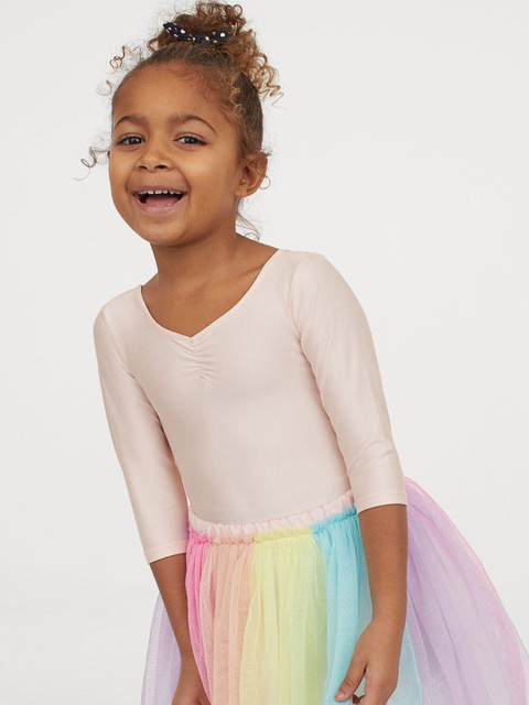 

H&M Girls Pink Solid Leotard Bodysuit