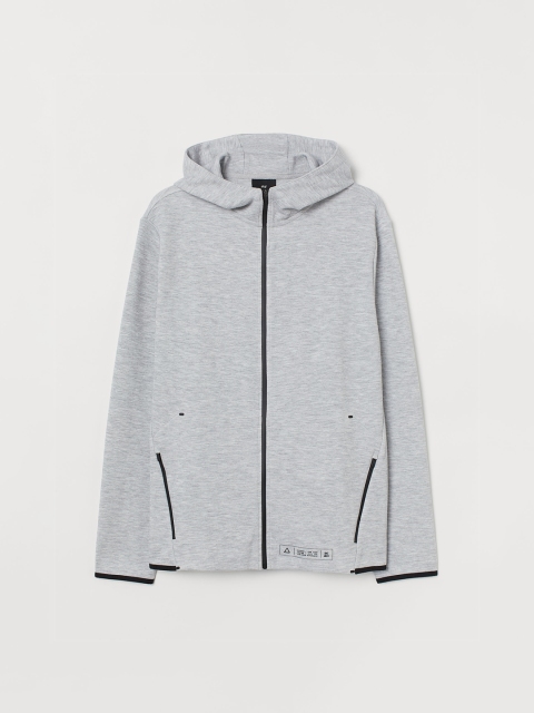 

H&M Men Grey Solid Zip-Through Hoodie