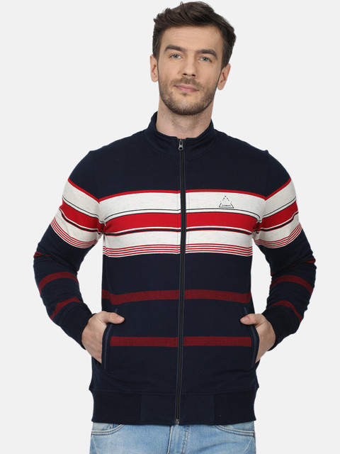 

Monte Carlo Men Navy Blue & White Striped Sweatshirt