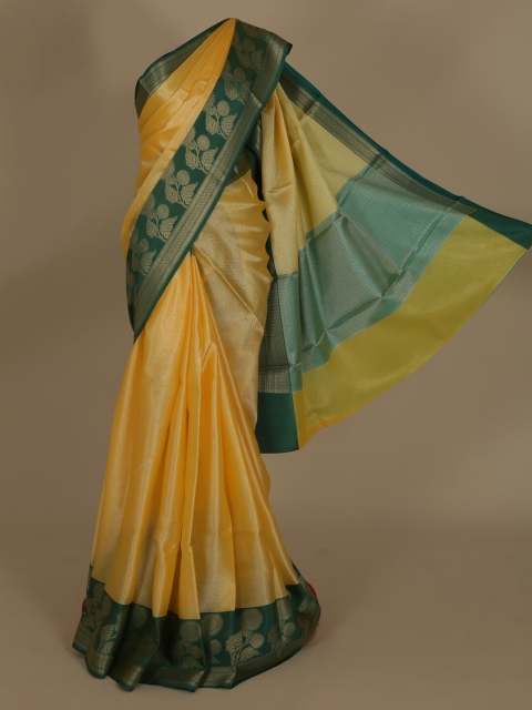 

Pothys Yellow & Green Jute Silk Woven Design Saree