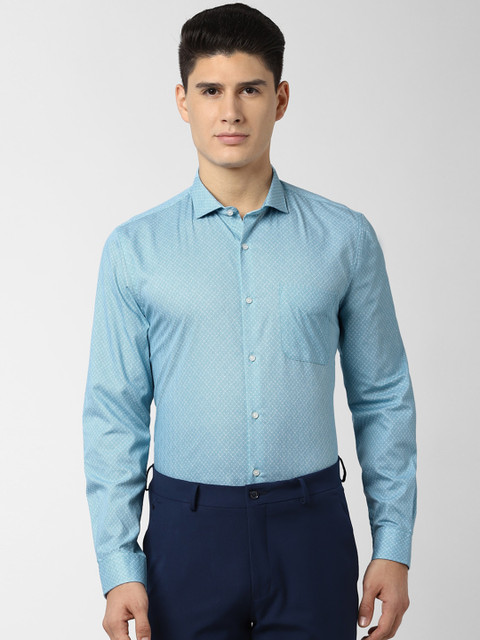 

Peter England Men Blue & White Slim Fit Printed Formal Shirt