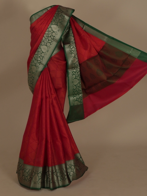 

Pothys Orange & Green Jute Silk Woven Design Saree