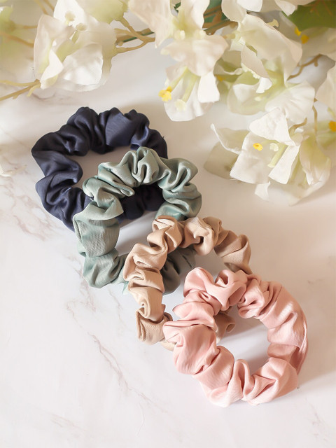 

Bellofox Women Set Of 4 Solid Ponytail Holders, Blue