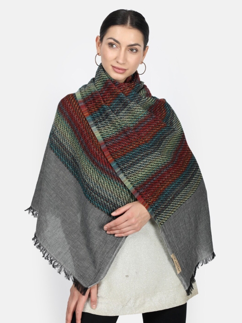 

Monte Carlo Women Grey & Red Woven-Design Stole