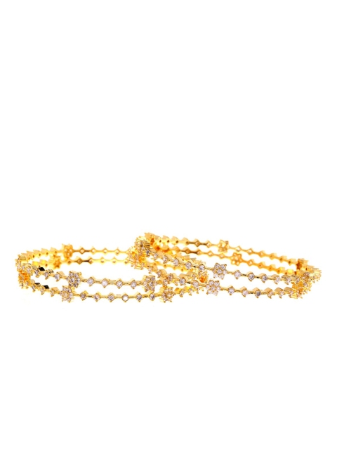 

Voylla Set Of 4 Gold-Plated & White Cubic Zirconia Bangles