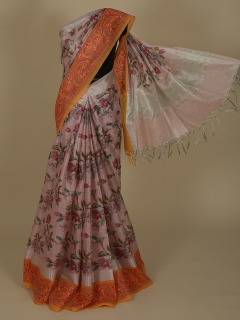 

Pothys Pink & Red Tissue Printed Saree