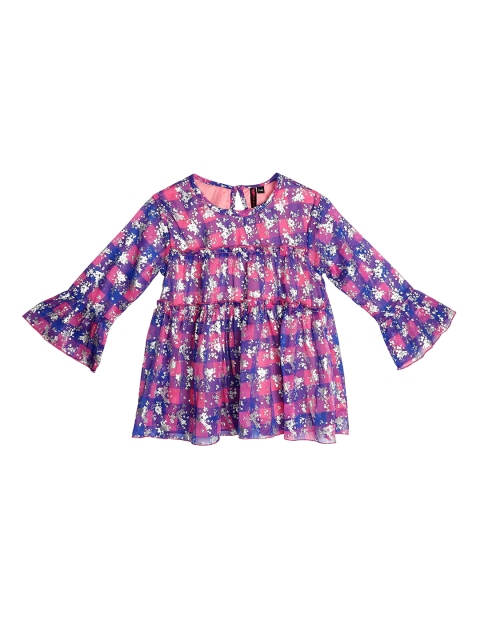 

Ishin DESIGNER STUDIO Girls Blue Printed Top