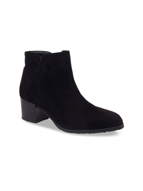 

Inc 5 Women Black Solid Suede Heeled Boots
