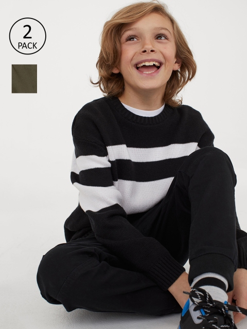 

H&M Boys 2-Pack Cargo Joggers, Black