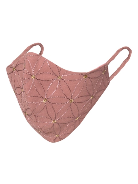 

INDYA Women Pink Zari Embroidered Reusable 2-Ply Mask