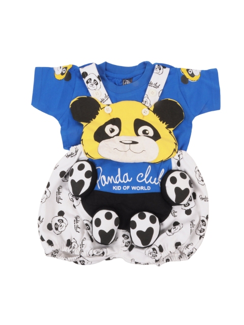 

Jaybee Boys Blue & White Solid T-shirt with Dungarees