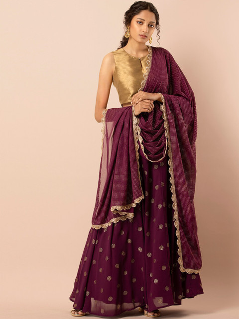 

INDYA Women Purple Polka Dots Printed Dupatta