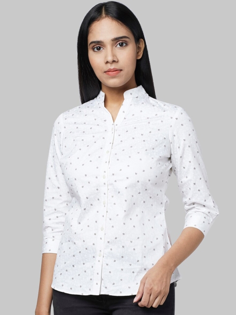 

Park Avenue Woman Women White Regular Fit Printed Casual Shirt