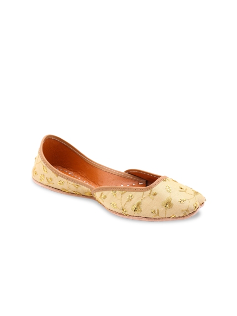 

HUE Women Beige Embellished Mojaris