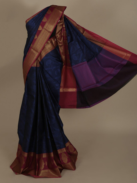 

Pothys Navy Blue & Red Jute Silk Woven Design Saree