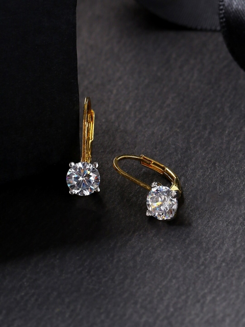 

Voylla Gold-Toned & White Circular Hoop Earrings