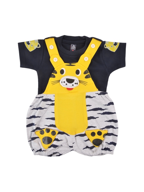 

Jaybee Infant Boys Navy Blue & Yellow Printed T-shirt with Dungarees Set