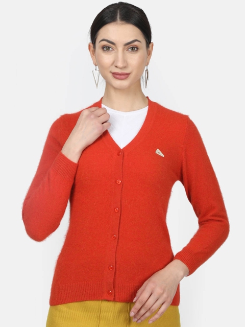 

Monte Carlo Women Orange Solid Cardigan