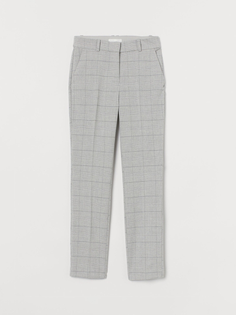 

H&M Women Grey Checked Cigarette Trousers