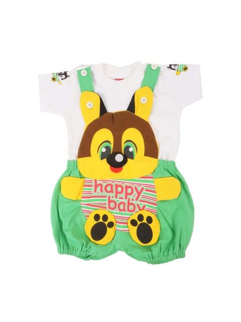 

Jaybee Boys Green & White Printed Romper With T-shirt