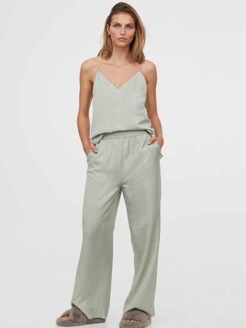 

H&M Women Green Wide Sustainable Trousers