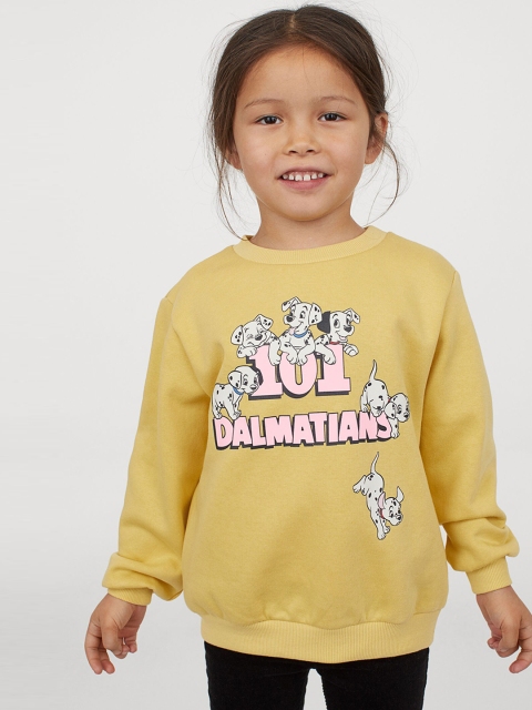 

H&M Girls Yellow Printed Sweatshirt