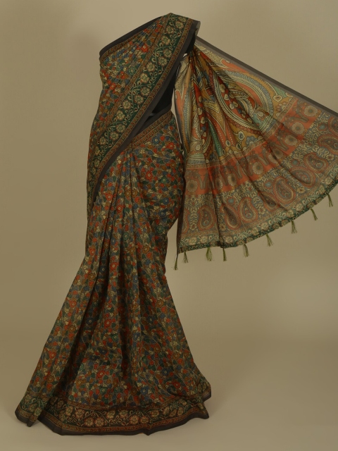 

Pothys Green & Red Cotton Blend Printed Saree