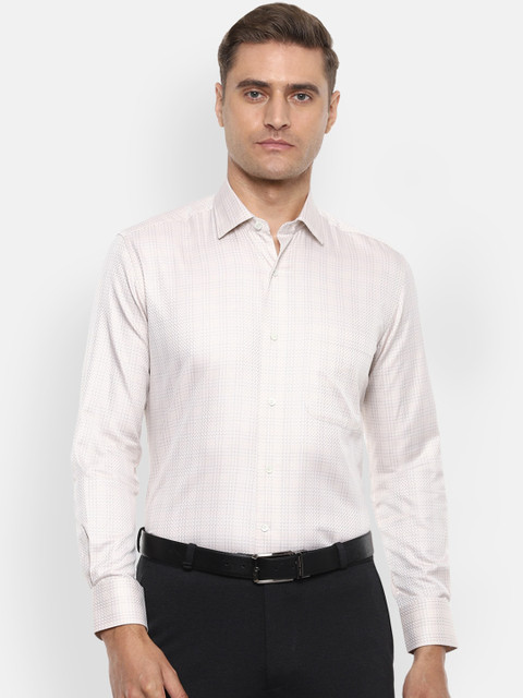 

Luxure by Louis Philippe Men Cream-Coloured Regular Fit Checked Formal Shirt