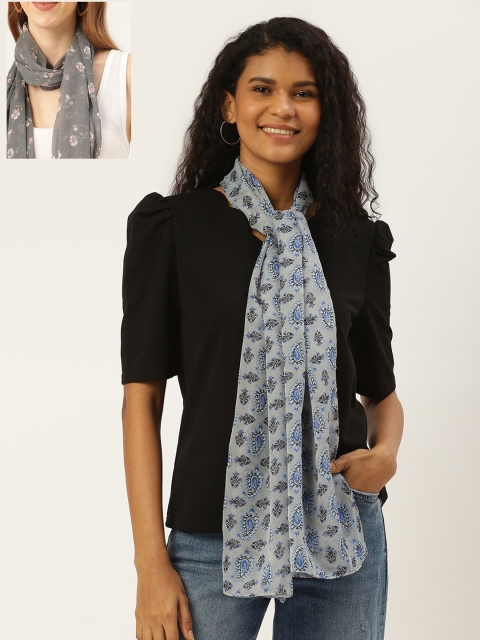 

Trend Arrest Women Pack of 2 Printed Scarves, Blue