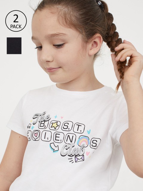 

H&M Girls 2-pack jersey tops, White