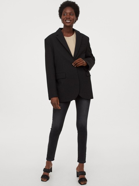 

H&M Women Black Skinny Regular Ankle Jeans