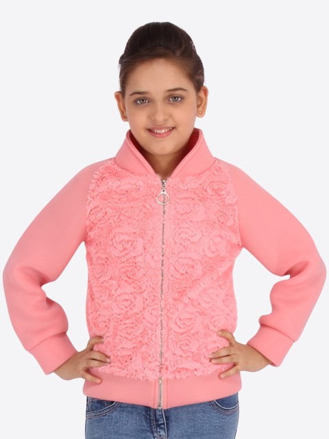 

CUTECUMBER Girls Pink Self Design Sweatshirt