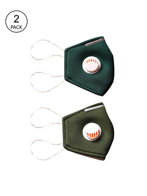 

Bellofox Unisex Green Pack of 2 3-Ply Valved Reusable Cloth Masks