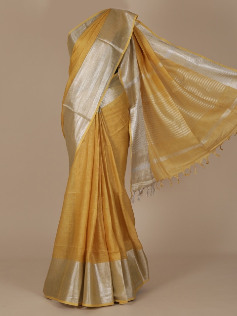 

Pothys Yellow Solid Pure Linen Saree