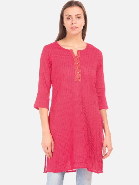 

Karigari Women Pink Striped A-Line Kurta
