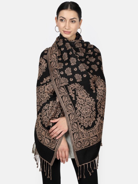 

Monte Carlo Women Black & Beige Woven Design Stole