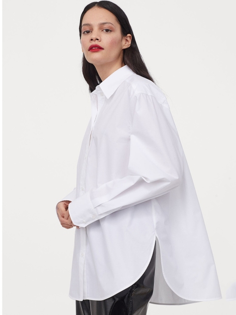 

H&M Women White Solid Oversized Cotton Shirt