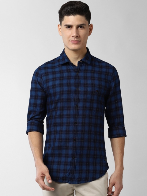 

Peter England Casuals Men Navy Blue & Black Slim Fit Checked Casual Shirt