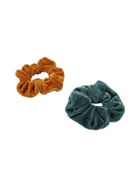 

Bellofox Women Set of 2 Brown & Blue Solid Velvet Scrunchies