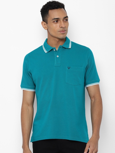 

Allen Solly Men Blue Solid Polo Collar T-shirt