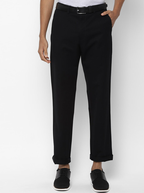 

Allen Solly Men Black Regular Fit Solid Regular Trousers