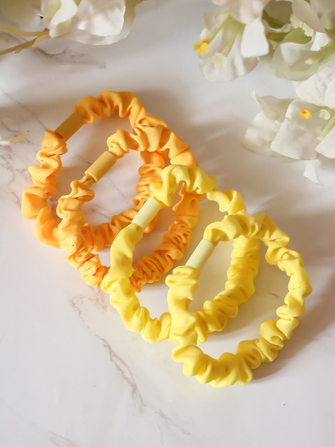 

Bellofox Set Of 4 Candy Crinkled Mini Hair-Ties, Yellow