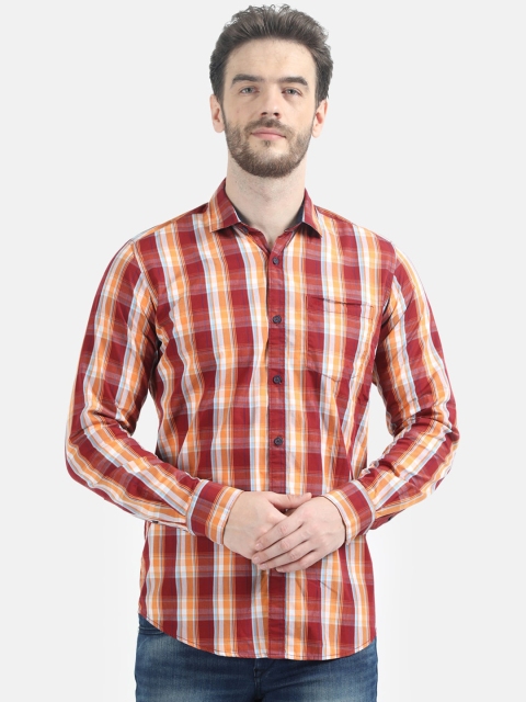 

Monte Carlo Men Red & White Regular Fit Checked Casual Shirt