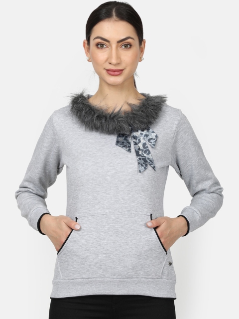

Monte Carlo Women Grey Melange Solid Sweatshirt