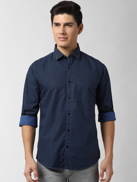 

Peter England Casuals Men Navy Blue Slim Fit Printed Casual Shirt
