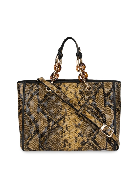 

Da Milano Mustard Yellow & Black Animal Print Leather Shoulder Bag
