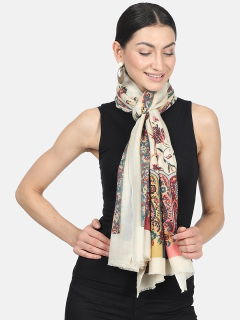 

Monte Carlo Women Off-White & Red Printed Stole