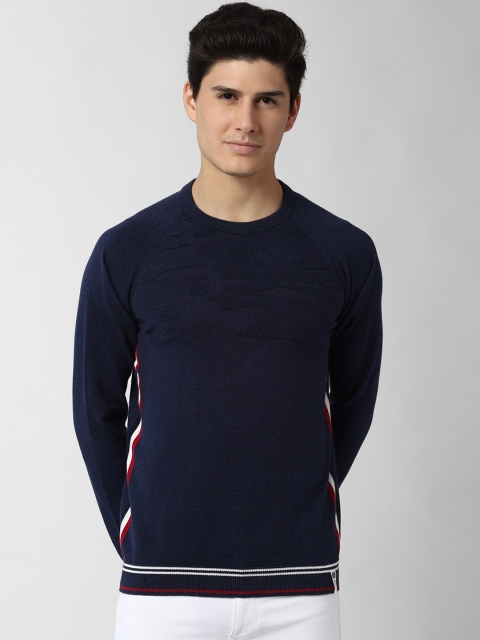 

Peter England Casuals Men Navy Blue Solid Pullover Sweater