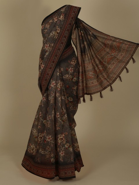 

Pothys Grey Printed Cotton Blend Saree